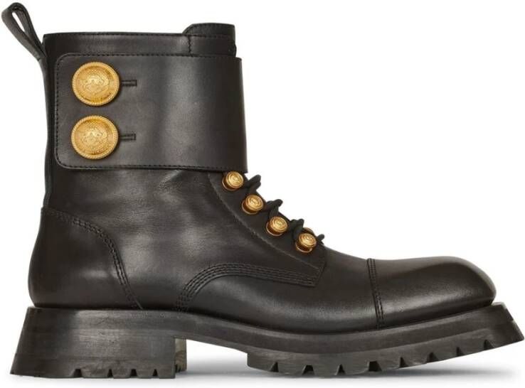 Valentino Garavani Zwarte Studded Leren Rangers Zwart Heren