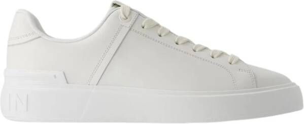 Balmain Witte Leren Court Sneakers White Dames