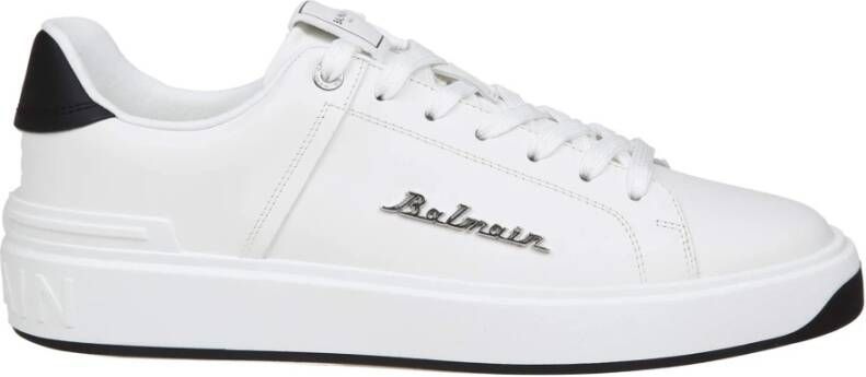 Balmain Wit zwart kalfsleren sneakers ronde neus White Heren