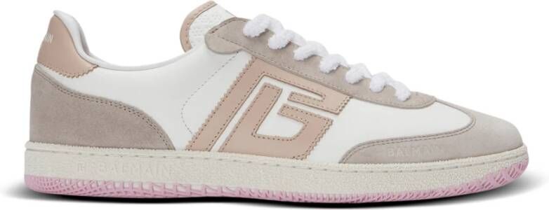 Balmain Zwaan trainers in kalfsleer en suède Beige Dames