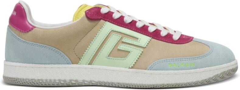 Balmain Zwaan trainers in kalfsleer en suède Multicolor Dames