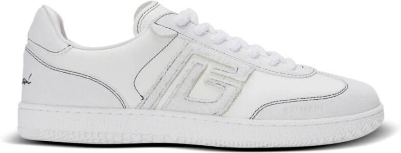 Balmain Zwaan trainers in kalfsleer en suède White Dames