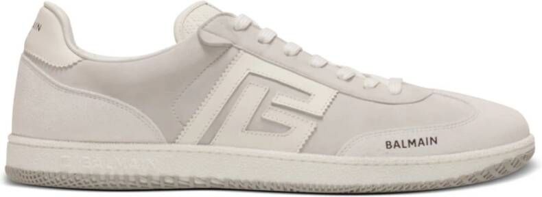 Balmain Zwaan trainers in kalfsleer en suède White Heren