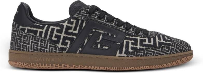 Balmain Zwaan trainers in PB Labyrinth jacquard Black Heren