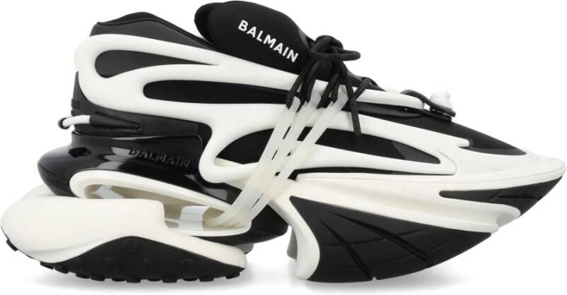 Balmain Zwart Wit Lage Sneakers Eenhoorn Stijl Black Heren