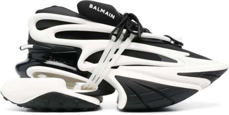 Balmain Zwarte Platform Sneakers met Leeuwenkop Kliksluitingen Zwart Heren