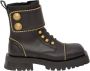 Balmain Zwarte Leren Ranger Army Enkellaarzen Zwart Dames - Thumbnail 1