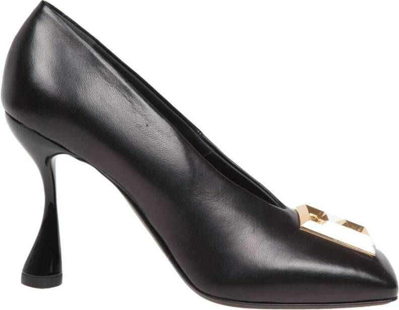 Balmain Zwarte Leren Sculpturale Hak Pumps Black Dames