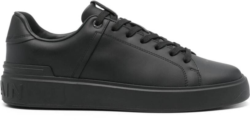 Balmain Court Leren Sneakers Elegant Modern Ontwerp Black