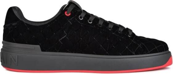 Balmain Zwarte Logo Sneakers Rubberen Zool Textiel Black Heren