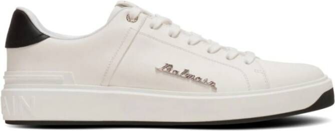 Balmain Kalfsleren B-Court trainers met logo White Heren