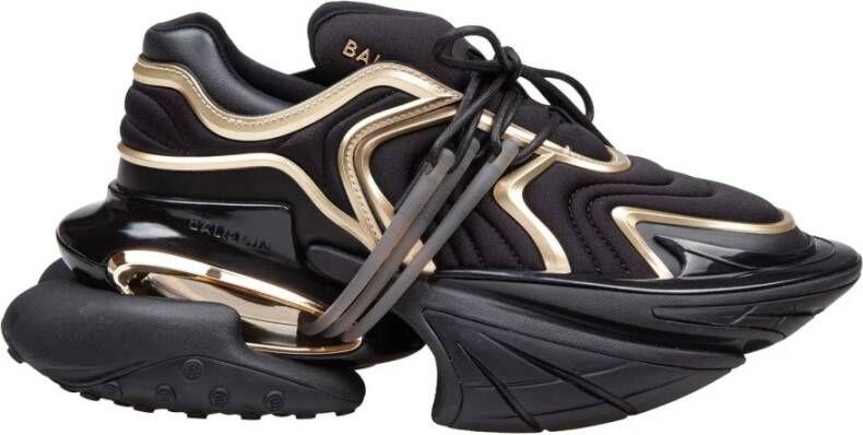 Balmain Zwart Goud Wave Sneakers Black Heren