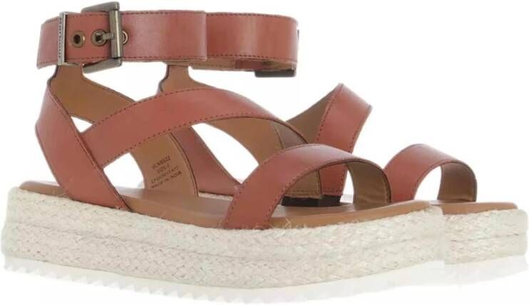 Barbour Astley Tan Leren Plateau Sandalen Brown Dames