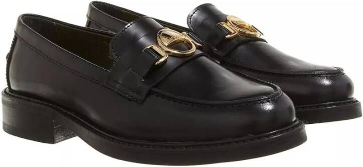 Barbour Zwarte Leren Schoenen met Gouden Logo Black Dames