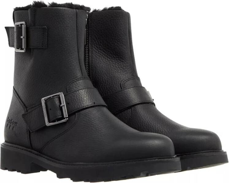 Barbour Zwarte Leren Winterlaarzen met Nepbont Voering Black Dames