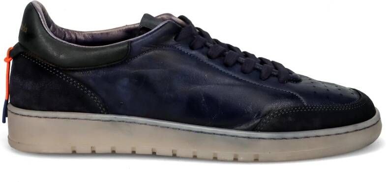 Barracuda Blauwe Leren Sneaker met Suède Details Blue Heren