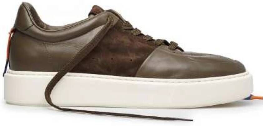 Barracuda Militair Groene Leren Sneakers Brown Heren