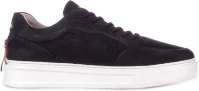 Barracuda Zwarte leren sneakers met geperforeerde details Black Heren