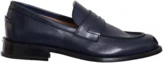 Barrett Gladleren Slip-On Mocassin Blue Heren