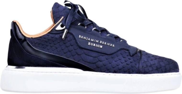 Benjamin Berner Blauwe Python Sneaker met Memory Foam Blue Heren