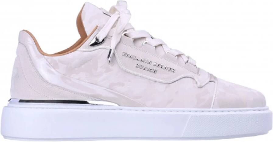 Benjamin Berner Trendy Leren Sneakers met Dikke Witte Zool Beige Heren