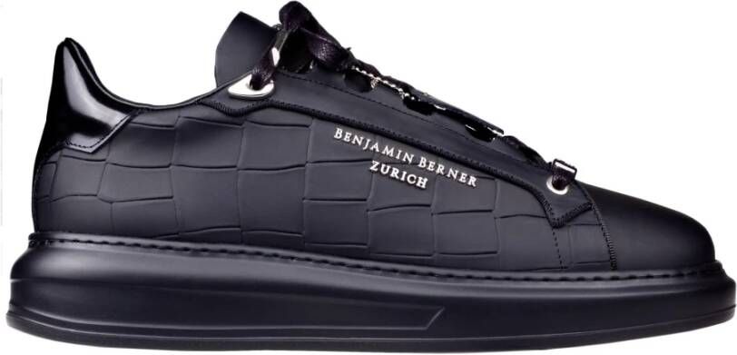 Benjamin Berner Zwart Croco Stijl Mat Black Heren