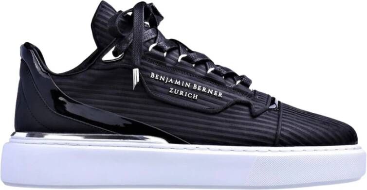 Benjamin Berner Zwarte 3D Gestreepte Sneaker Black Heren