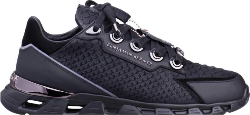 Benjamin Berner Zwarte Alligator Sneakers Black Heren