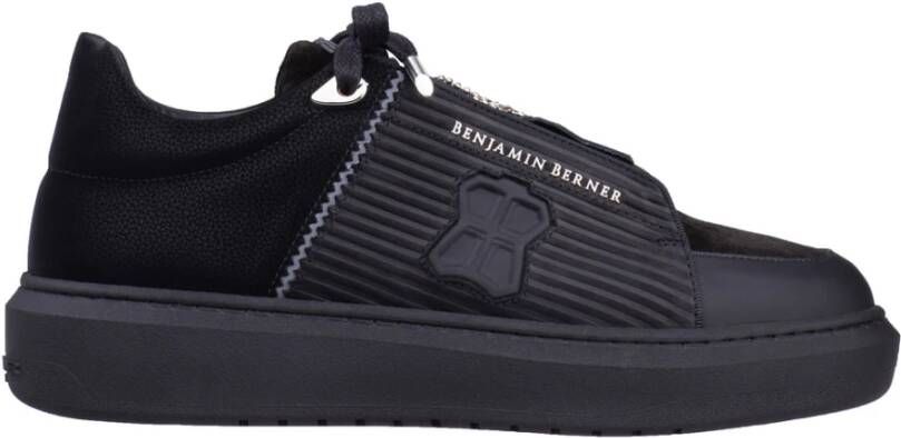 Benjamin Berner Zwarte Leren Sneakers Black Heren