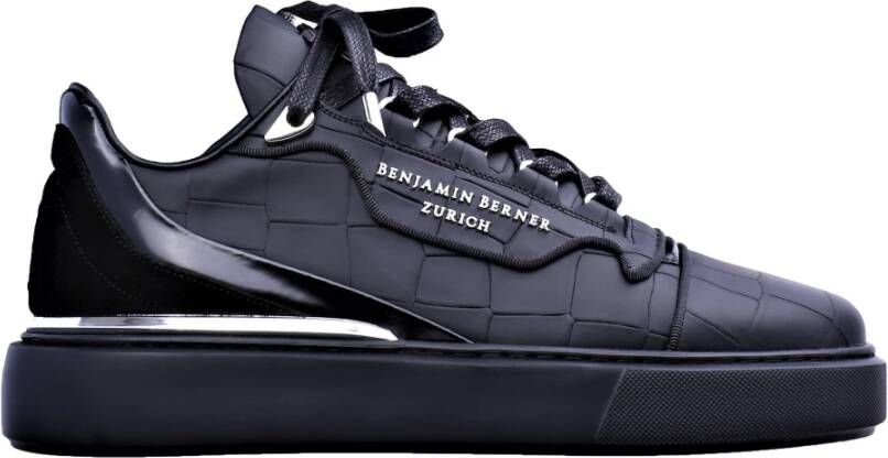 Benjamin Berner Zwarte Leren Sneakers Zwart Heren