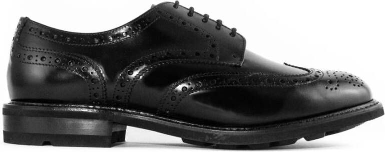 Berwick Zwarte Leren Derby Schoenen met Wingtip Neus Black Heren