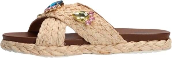 Bibi Lou Beige Platformslipper met Strass Stenen Beige Dames