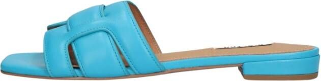 Bibi Lou Blauwe Leren Vierkante Neus Slipper Blue Dames