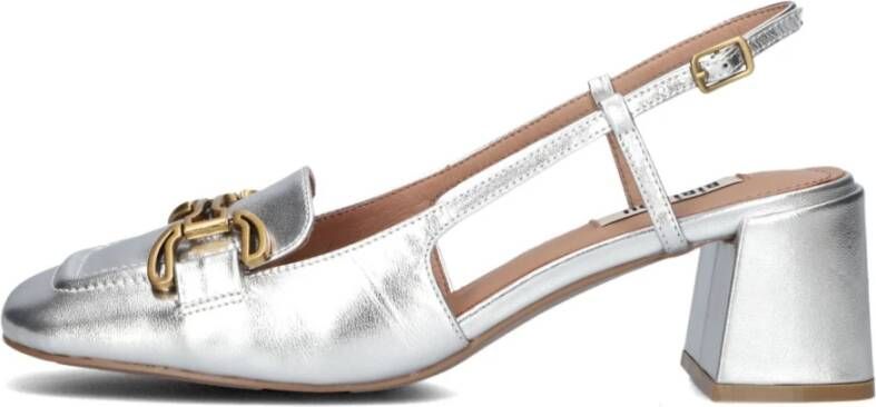 Bibi Lou Elegante Zilveren Leren Slingbacks Gray Dames