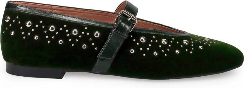 Bibi Lou Groene Velvet Mary Jane Schoenen Green Dames