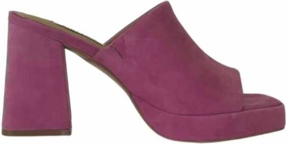 Bibi Lou Magenta Suède Sandalen Vierkante Neus Hakken Purple Dames