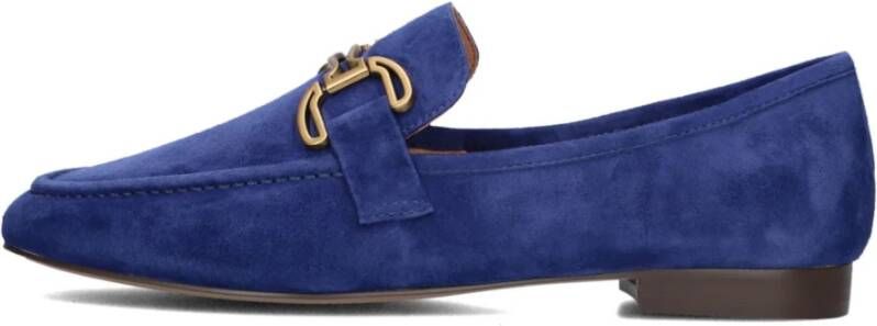 Bibi Lou Navy Suède Loafers met Vierkante Neus Blue Dames