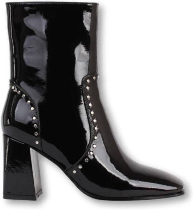 Bibi Lou Studded Zwart Leren Enkellaarsje Black Dames