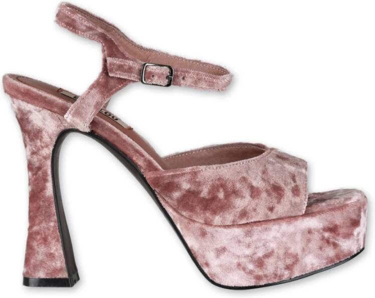 Bibi Lou Suede Flat Sandals with Ankle Strap Pink Dames