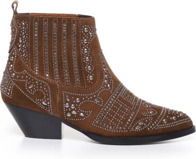 Bibi Lou Suede Texaanse Laarzen met Metalen Studs Brown Dames