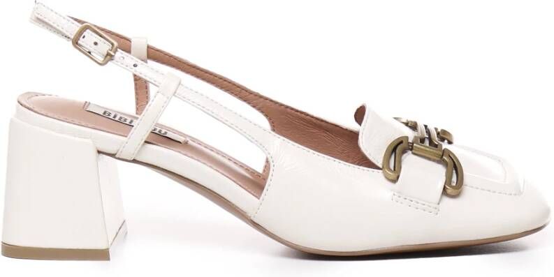 Bibi Lou Witte Leren Slingback Sandalen met Ketting White Dames