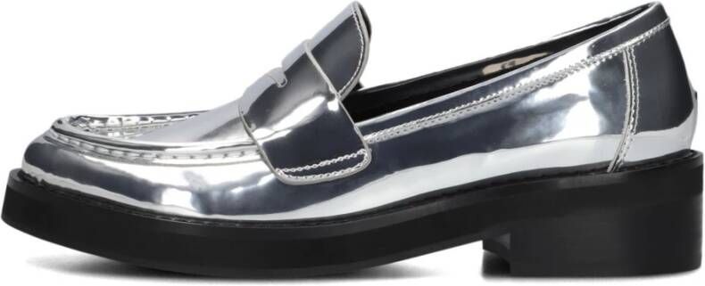 Bibi Lou Zilveren Leren Penny Loafers Gray Dames