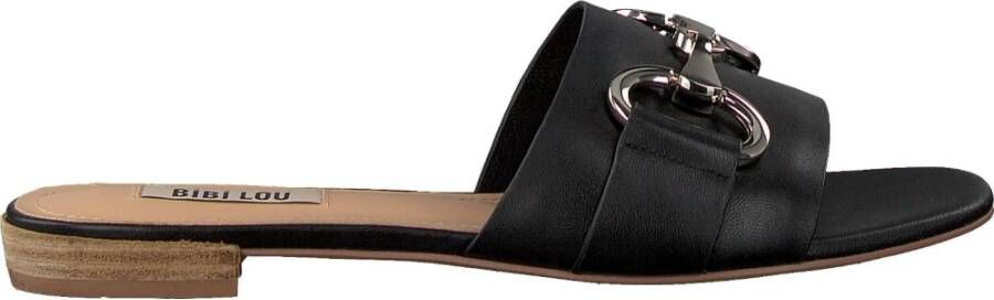 Bibi Lou Zwarte Leren Instap Sandalen Black Dames