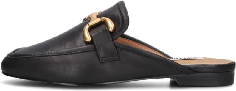 Bibi Lou Zwarte Leren Loafers met Gouden Detail Black Dames