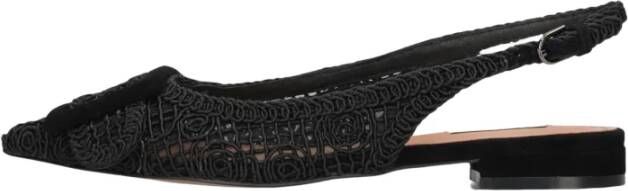 Bibi Lou Zwarte Slingback Sandalen met Vierkant Ornament Black Dames