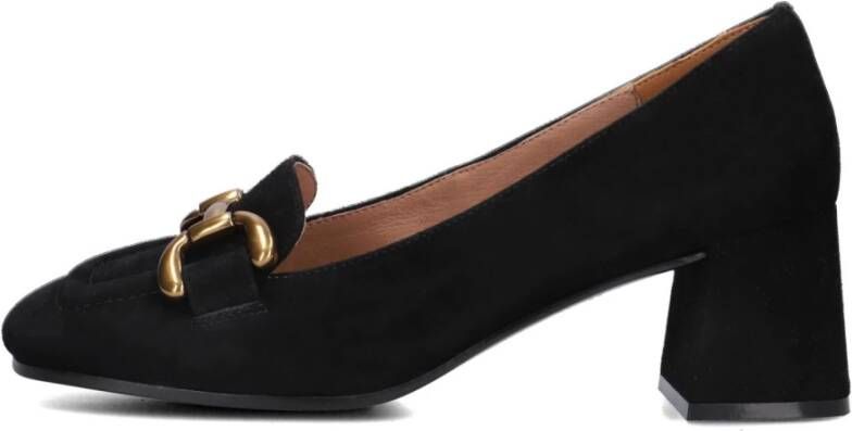 Bibi Lou Zwarte Suède Pump met Gouden Kettingdetail Black Dames