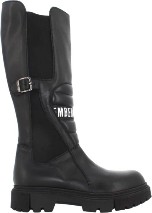 Bikkembergs Hoge Leren en Stoffen Laarzen Black Dames