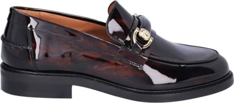 Billi Bi Marmerbruine Leren Loafers Brown Dames