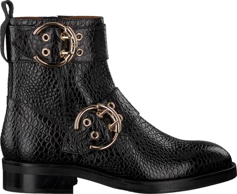 Billi Bi Zwarte Bikerboot met Gouden Details Black Dames