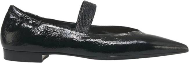 Billi Bi Zwarte Leren Ballet Flats Elegante Stijl Black Dames